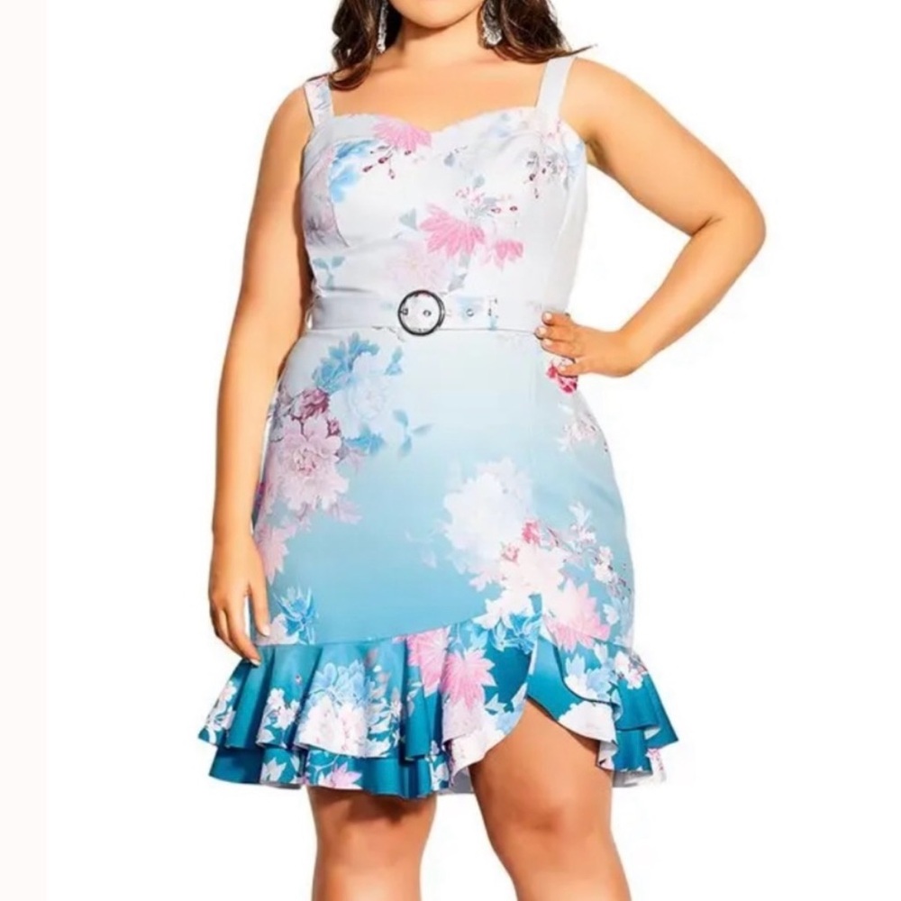 City Chic Blue Fit and Flare Mini Dress